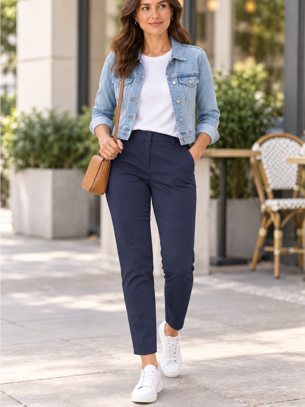 LOFT Navy Cropped Slim Ankle Pants